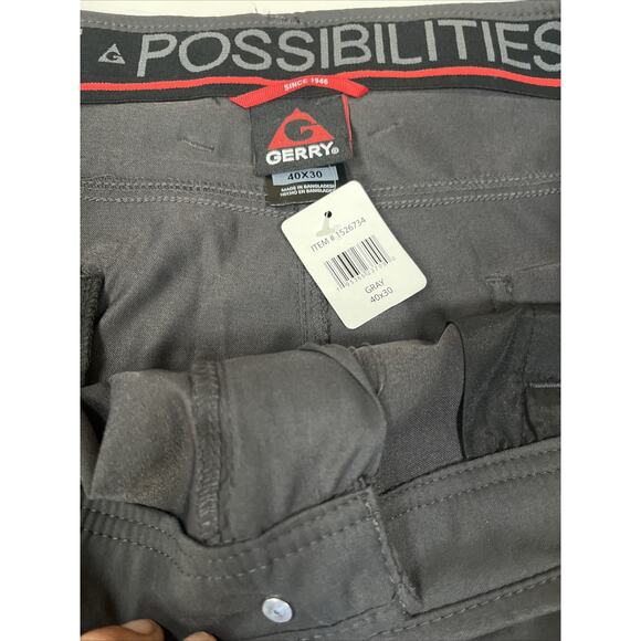 Gerry Pants Men 40x30 Gray Stretch Nylon Hiking Travel Outdoor Straight Fit NEW - Picture 2 of 7